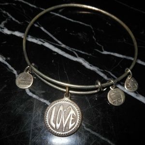 Alex and Ani Love Charm Rafaelian Silver Bangle Br